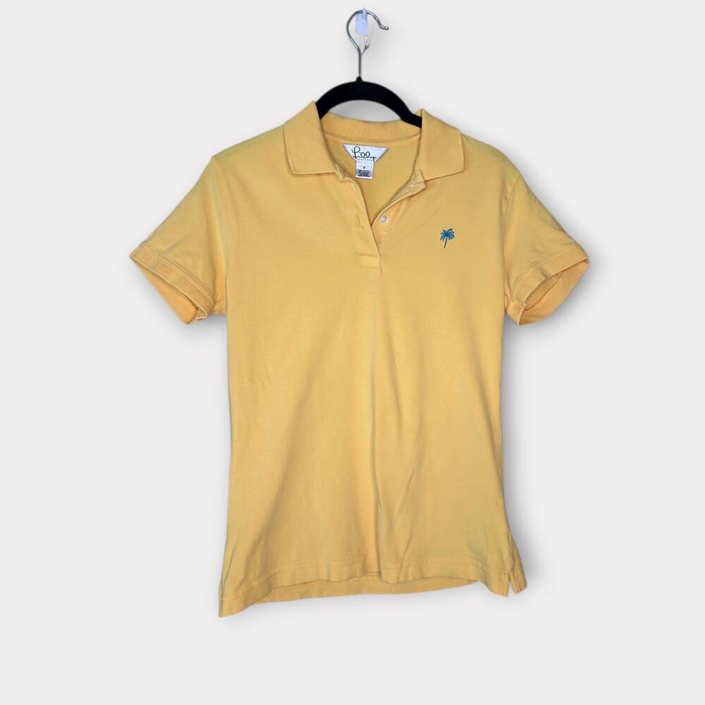 Lilly Pulitzer Yellow Polo Embroidered Palm Tree 100% Cotton Women's Small